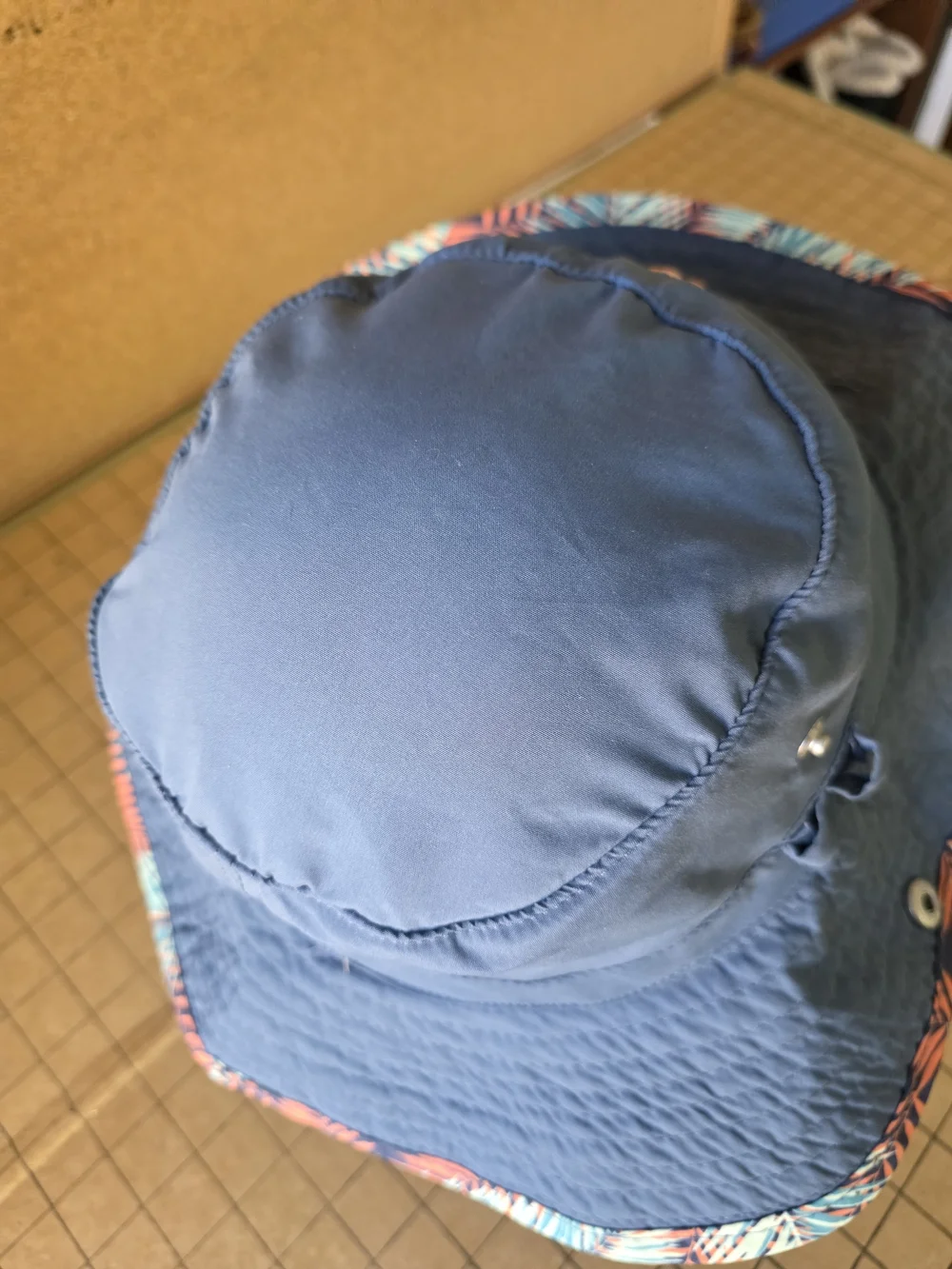 Mission Cooling Bucket Hat Blue Tropical Brim Adjustable Chin Strap